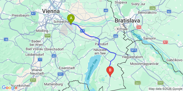 Map: Vienna Airport (VIE) to Sankt Andrä am Zicksee