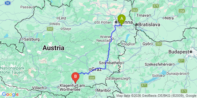 Map: Vienna Airport (VIE) to Sankt Georgen im Lavanttal