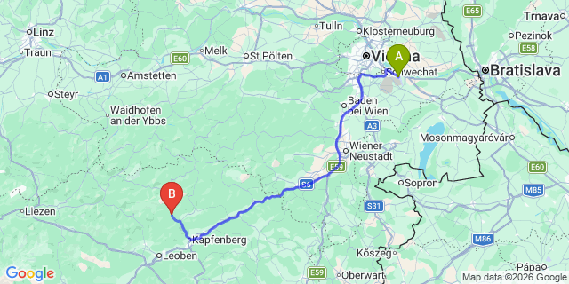 Map: Vienna Airport (VIE) to Sankt Ilgen