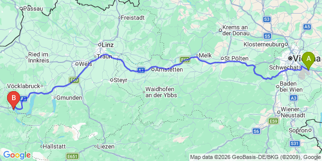 Map: Vienna Airport (VIE) to Sankt Lorenz