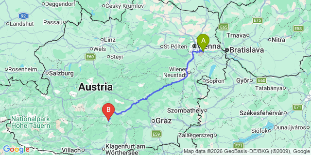 Map: Vienna Airport (VIE) to Sankt Marein bei Neumarkt