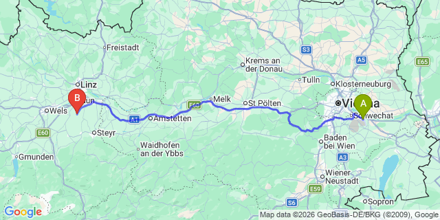 Map: Vienna Airport (VIE) to Sankt Marien