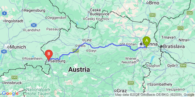 Map: Vienna Airport (VIE) to Sankt Markus