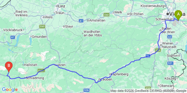 Map: Vienna Airport (VIE) to Sankt Martin