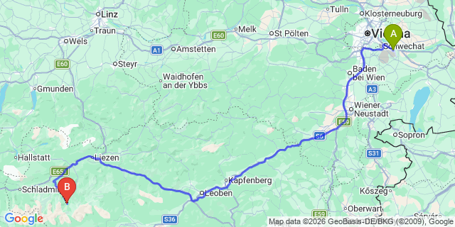 Map: Vienna Airport (VIE) to Sankt Nikolai im Sölktal