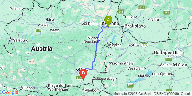 Map: Vienna Airport (VIE) to Sankt Nikolai ob Draßling