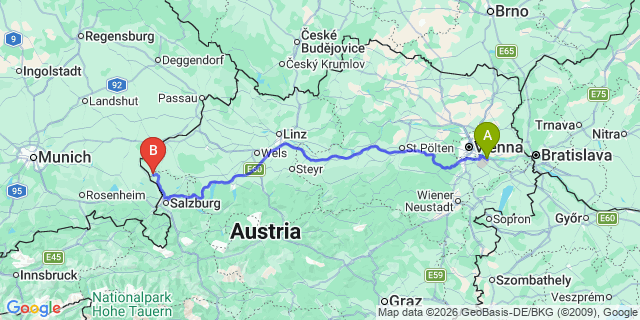 Map: Vienna Airport (VIE) to Sankt Pantaleon