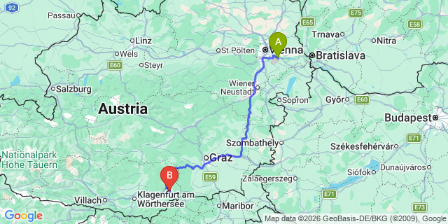 Map: Vienna Airport (VIE) to Sankt Paul