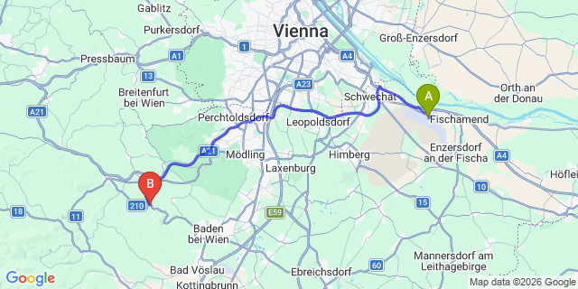 Map: Vienna Airport (VIE) to Sattelbach