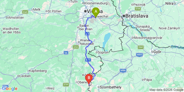 Map: Vienna Airport (VIE) to Schachendorf