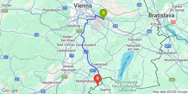 Map: Vienna Airport (VIE) to Schattendorf