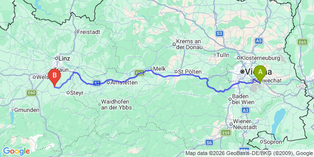 Map: Vienna Airport (VIE) to Schiedlberg