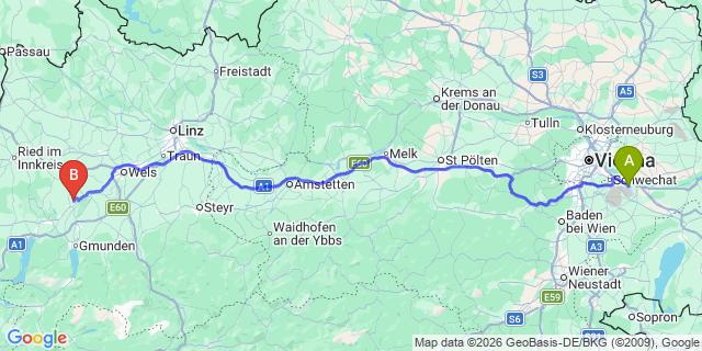 Map: Vienna Airport (VIE) to Schlatt