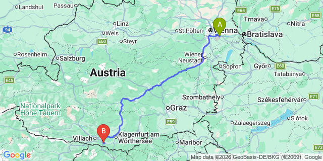 Map: Vienna Airport (VIE) to Schlatten