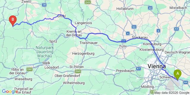 Map: Vienna Airport (VIE) to Schönbach