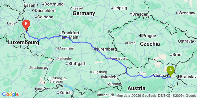 Map: Vienna Airport (VIE) to Schönberg