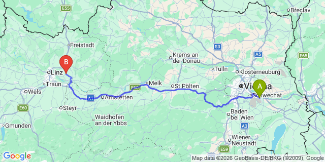 Map: Vienna Airport (VIE) to Schörgendorf