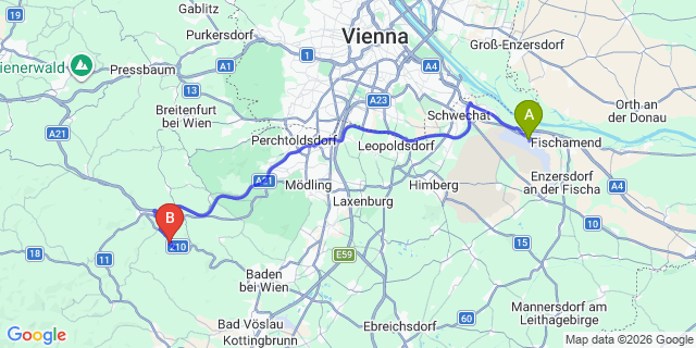 Map: Vienna Airport (VIE) to Schwechatbach