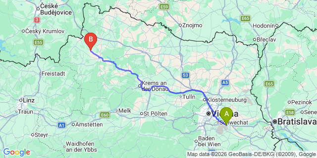 Map: Vienna Airport (VIE) to Schweiggers