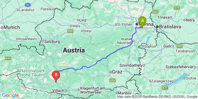 Map: Vienna Airport (VIE) to Seebach