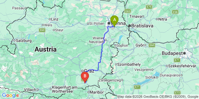Map: Vienna Airport (VIE) to Seggauberg