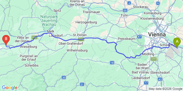 Map: Vienna Airport (VIE) to Seisenegg