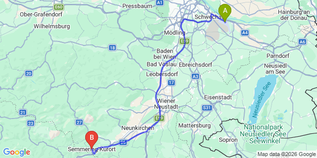 Map: Vienna Airport (VIE) to Semmering