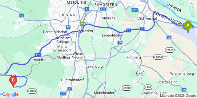 Map: Vienna Airport (VIE) to Siegenfeld