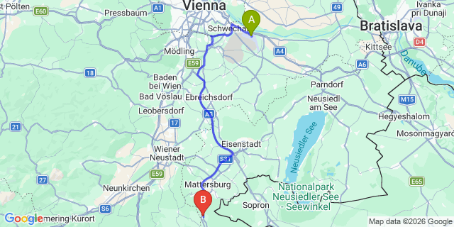 Map: Vienna Airport (VIE) to Sieggraben