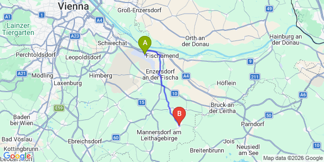 Map: Vienna Airport (VIE) to Sommerein