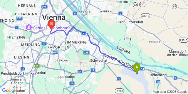 Map: Vienna Airport (VIE) to Space Home RG32