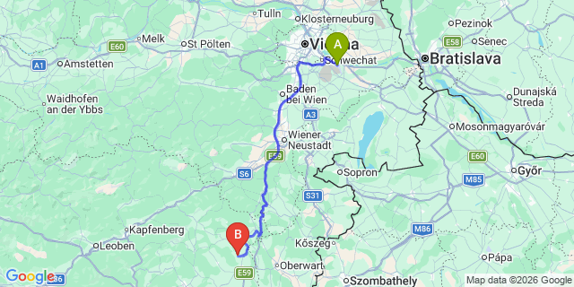 Map: Vienna Airport (VIE) to Stambach