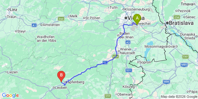 Map: Vienna Airport (VIE) to Stegg