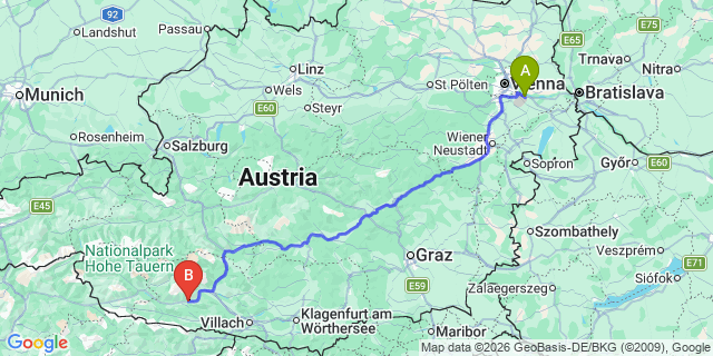 Map: Vienna Airport (VIE) to Steinfeld