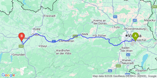Map: Vienna Airport (VIE) to Steinhaus