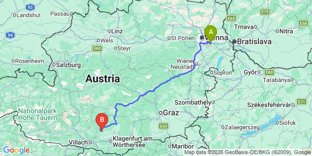 Map: Vienna Airport (VIE) to Steuerberg