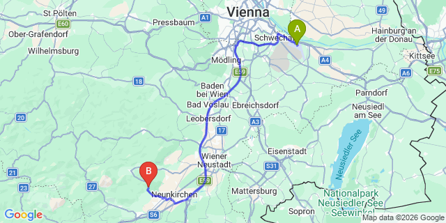 Map: Vienna Airport (VIE) to Stixenstein