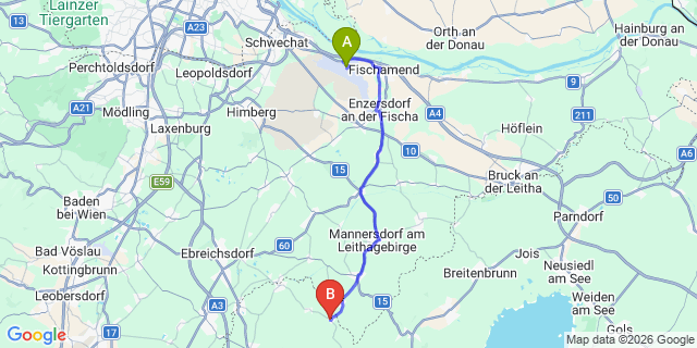 Map: Vienna Airport (VIE) to Stotzing