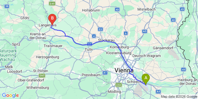Map: Vienna Airport (VIE) to Straß im Straßertale