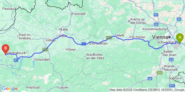 Map: Vienna Airport (VIE) to Straßwalchen