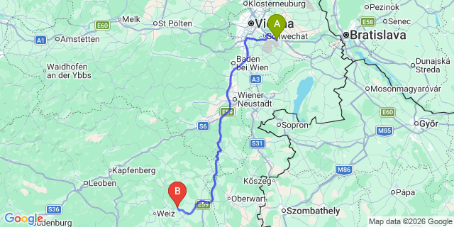 Map: Vienna Airport (VIE) to Stubenberg