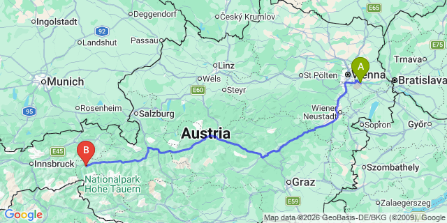Map: Vienna Airport (VIE) to Sulzau