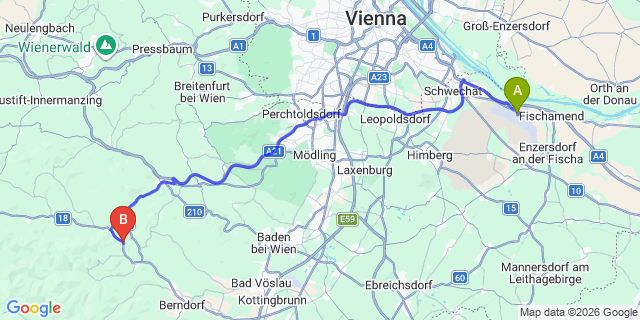 Map: Vienna Airport (VIE) to Sulzbach