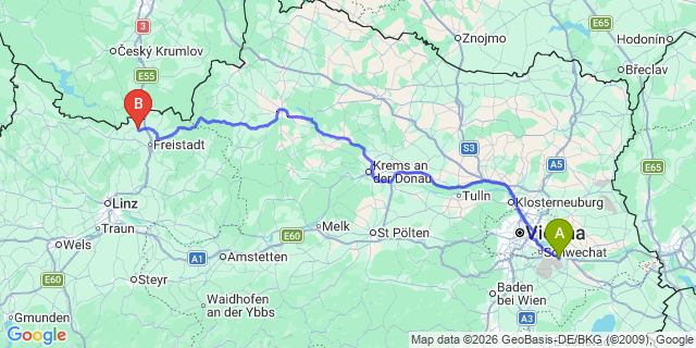 Map: Vienna Airport (VIE) to Summerau