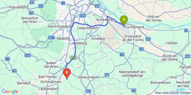 Map: Vienna Airport (VIE) to Tattendorf