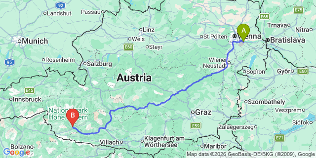 Map: Vienna Airport (VIE) to Thurn