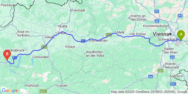 Map: Vienna Airport (VIE) to Tiefgraben