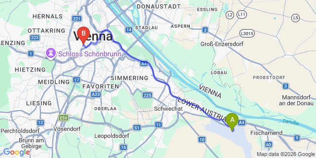 Map: Vienna Airport (VIE) to Time Out City Hotel Vienna