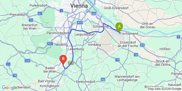 Map: Vienna Airport (VIE) to Traiskirchen