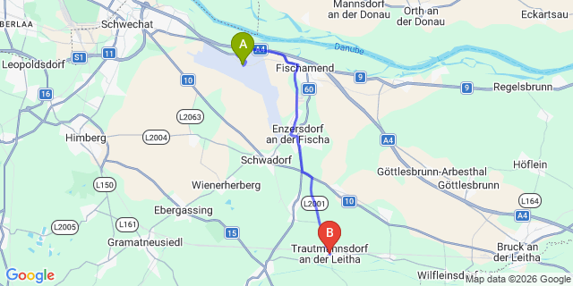 Map: Vienna Airport (VIE) to Trautmannsdorf an der Leitha